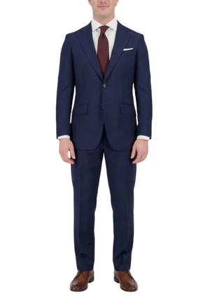 Mazara Solid Navy Slim Fit Notch Lapel Half-Canvassed 2-Button Reda Wool Suit