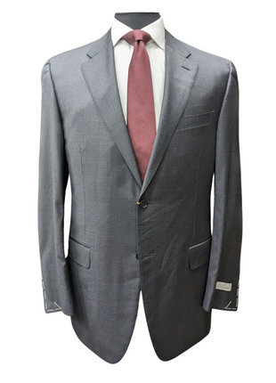 Canali 1934 Mens Charcoal Gray Check 44L Drop 7 100% Wool 2 Button 2 Piece Suit