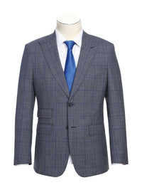 Thumbnail for Gray with Blue Windowpane Wool Suit