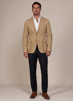 Polo Ralph Lauren Mens Tan Corduroy Classic Fit Cotton Blazer Sportcoat With Elbow Patches