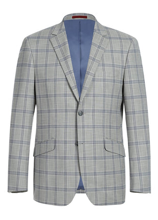 Men's Slim Fit Notch Lapels Light Gray Check Suits - The Suit Depot