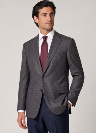 Canali Brown & Dark Teal Check Flannel Modern Fit Wool Cashmere Silk Blend 2-Button Spot Coat 44L