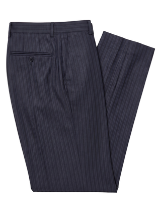 Canali Navy Striped Classic Fit Canvassed Notch Lapel Wool 2-Button Suit 40L