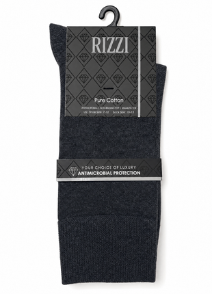 Rizzi Charcoal Gray Pure Cotton Antimicrobial Protection Non-Biding Seamless Socks