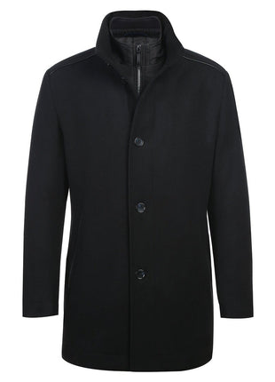 Raphael Solid Black Wool Blend Short Coat