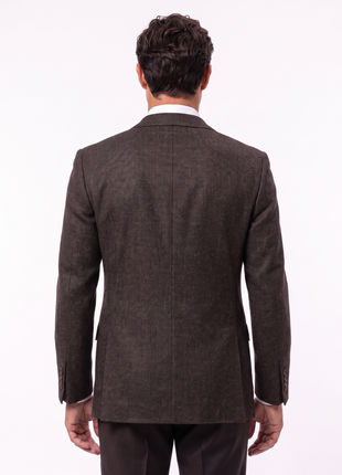Canali Textured Brown Classic Fit Notch Lapel Wool 2 Button Sport Coat 36R