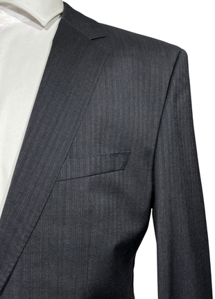 Hugo Boss Mens Charcoal Pinstripe Notch Lapels Slim Fit 2 Button Wool Suit - 40L - The Suit Depot