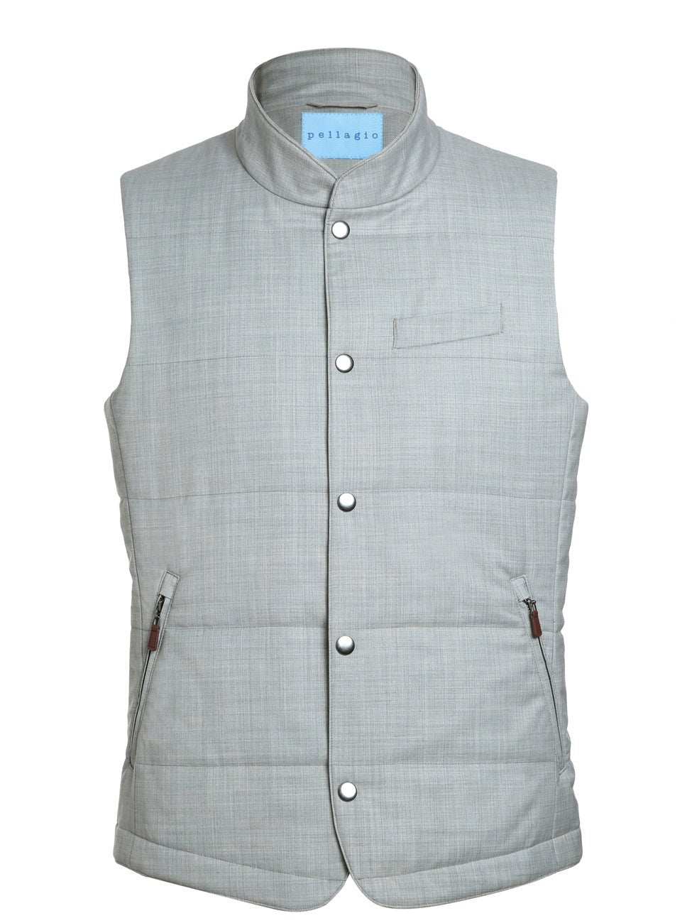 Men's Solid Silver Winter Puffer Wool Vest