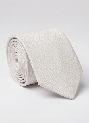 Letteriello Micro Geometric White Italian Silk Neck Tie