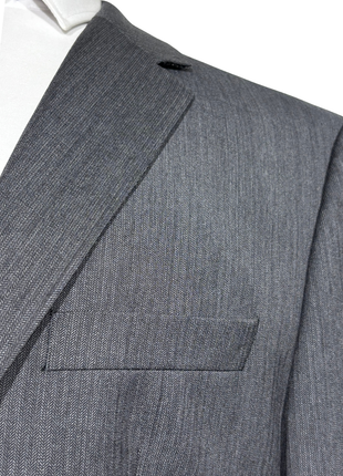 Hugo Boss Mens Gray Herringbone Notch Lapels Wool 2-Button Suit - 40R