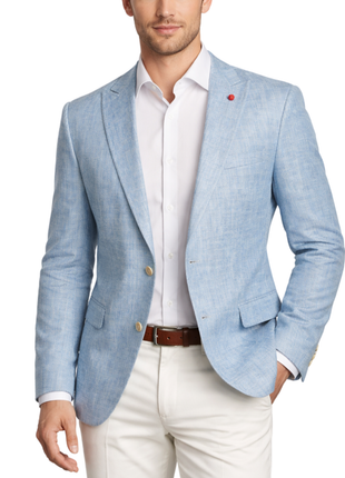 Vitali Textured Sky Blue Modern Fit Peak Lapel 2-Button Sport Coat