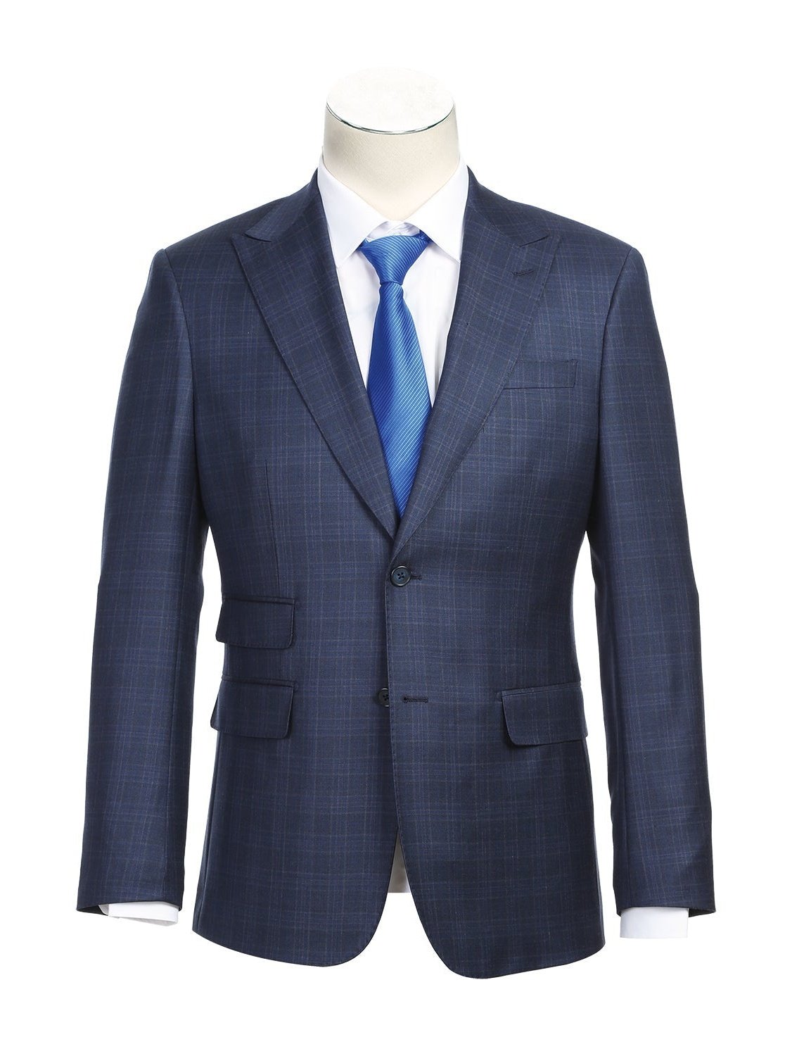 English Laundry Slim Fit Two Button Gray Blue Wool Notch Lapel Suit