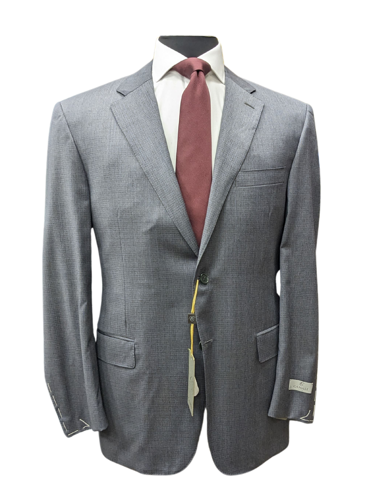 Canali 1934 Traje gris a cuadros 44L Drop 7 100% lana con 2 botones y 2 piezas para hombre