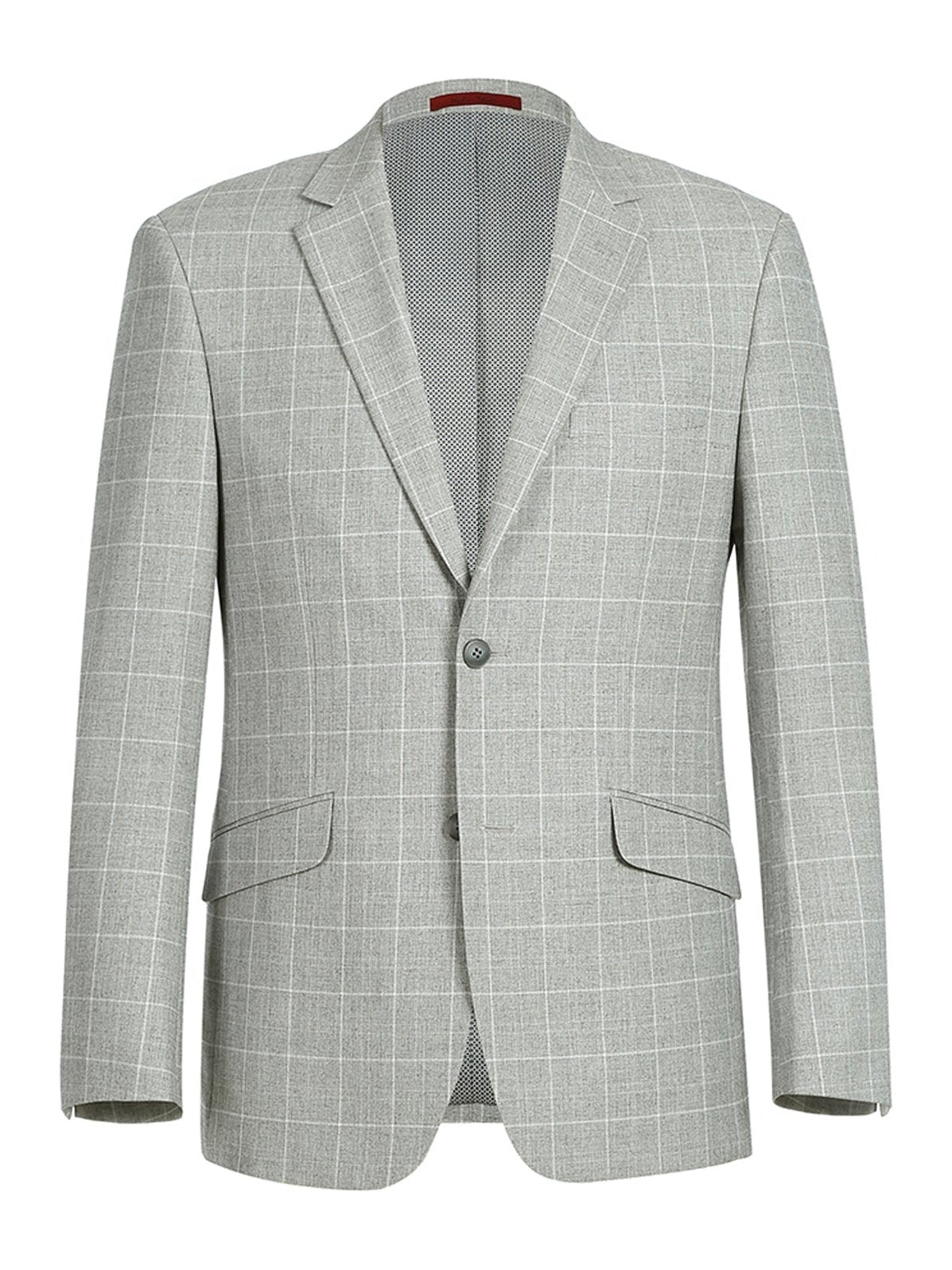 Blazer de cuadros gris claro con solapa de muesca y corte entallado para hombre