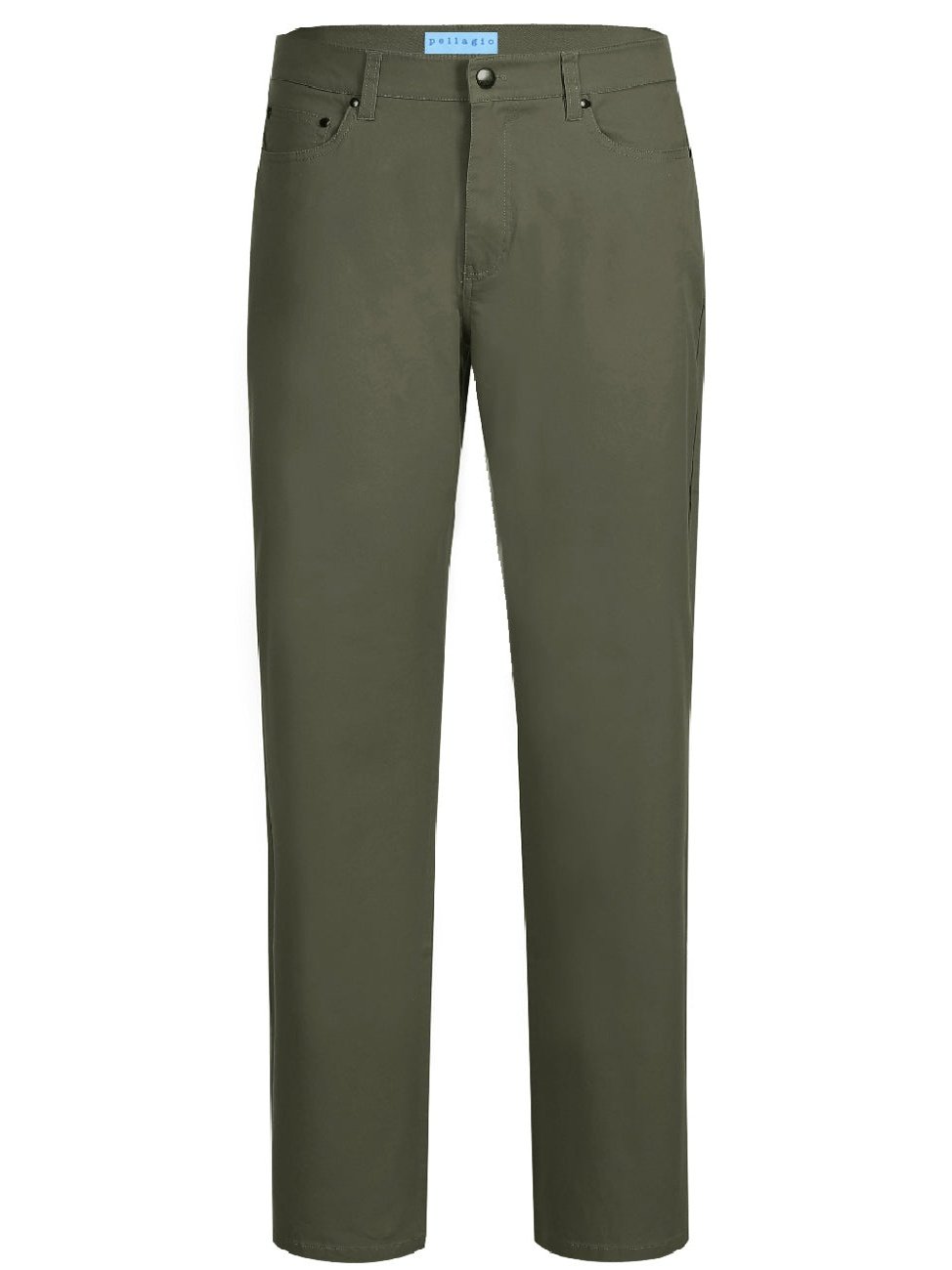 Pantalones chinos con frente plano y lavado elástico de algodón con 5 bolsillos para hombre