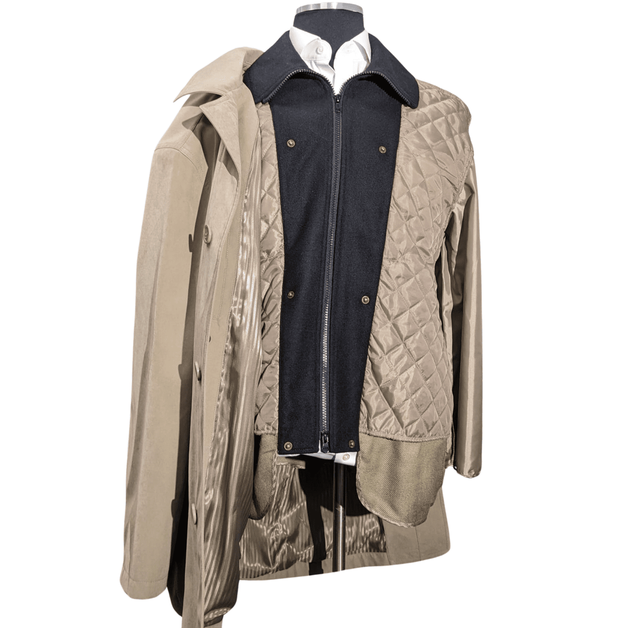 Men's Water-Proof Iconic Taupe Raincoat Jacket With Removable Liner