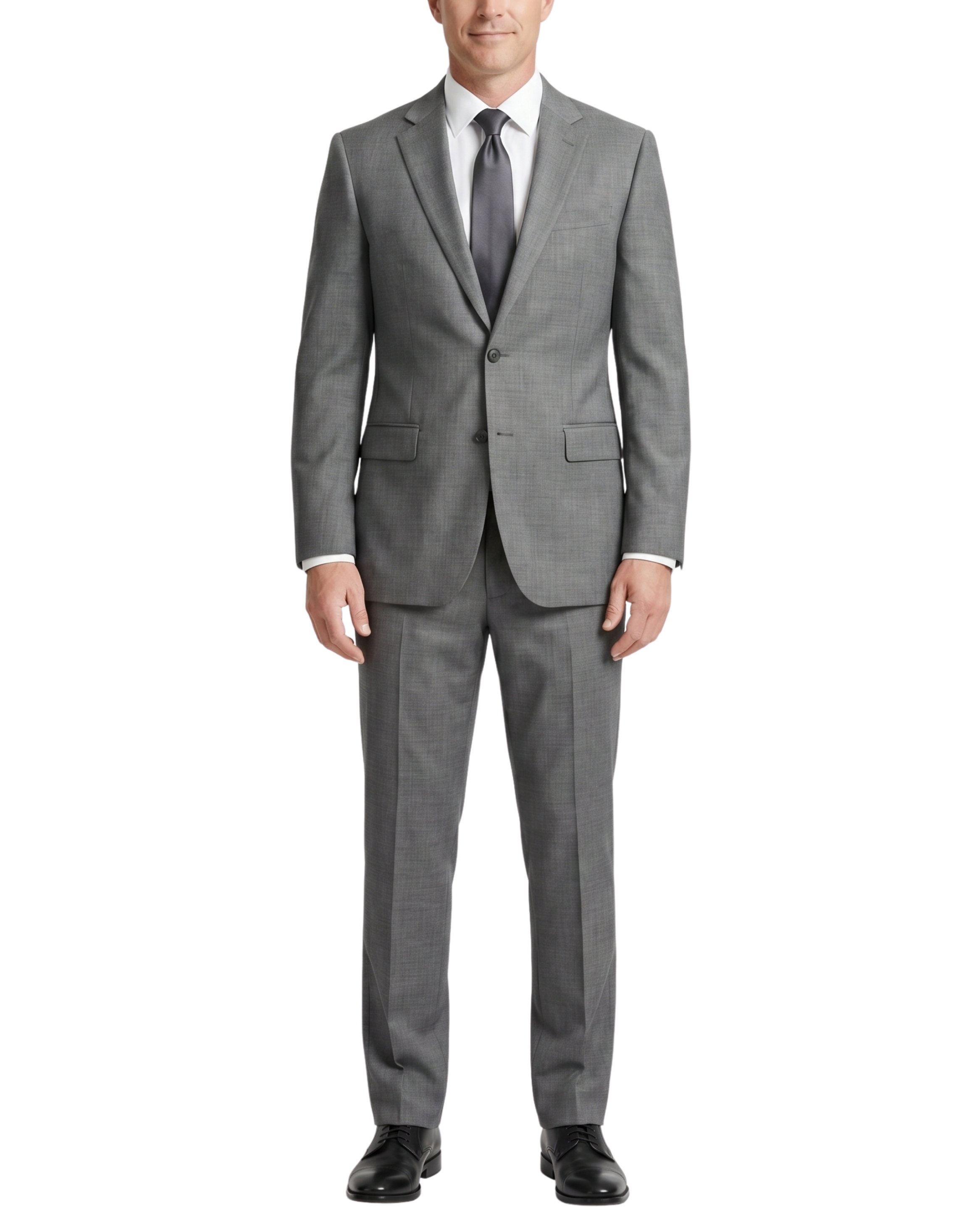 Hugo Boss Mens Charcoal Textured Notch Lapel Slim Fit 2-Button Wool Su ...