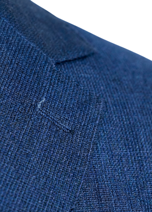 Joseph Bach Mens Blue Textured Half-Canvassed Slim Fit Notch Lapels 2 Button Wool Suit