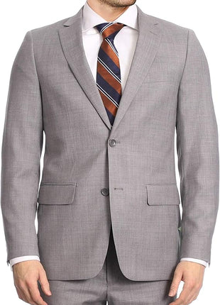 Mens Classic Fit Light Gray Two Button 100% Wool Suit