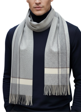 Tovaglia Mens Plaid Cashmere Fringe Scarf