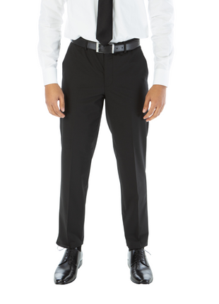 Raphael Mens Solid Black Slim Fit Flat Front Prehemmed Stretch Dress Pants