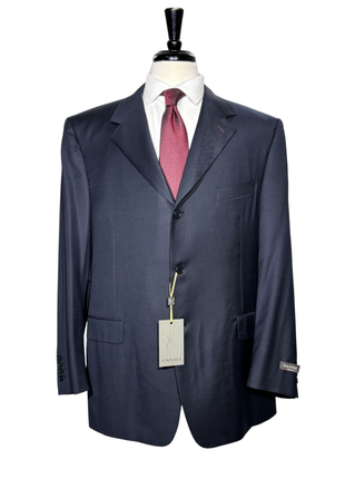 Canali Solid Midnight Navy Modern Fit Notch Lapel Wool 3-Button Suit 48L