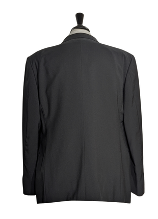 Armani Collezioni Solid Black Notch Lapel 3-Piece Wool Suit - 48R
