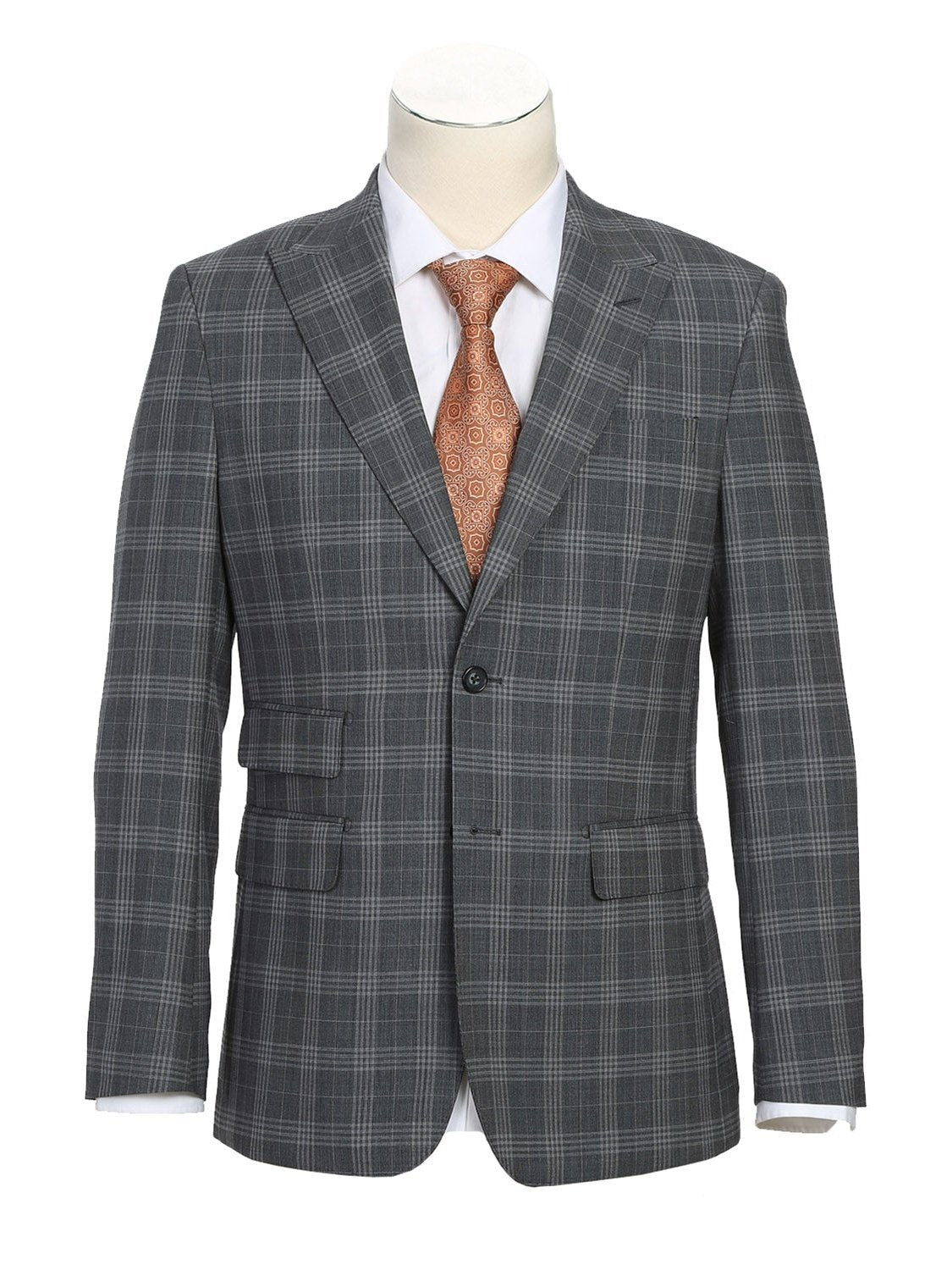 Gray Check Peak Wool Suit