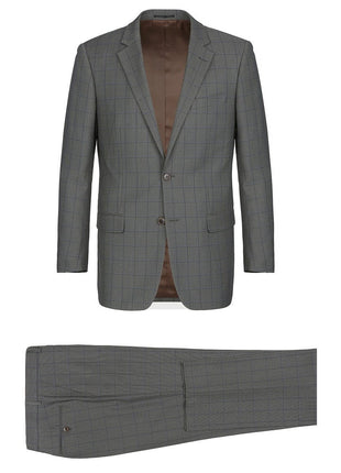 Men's Two Piece Classic Fit Windowpane Check Suit