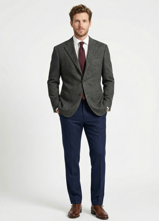 Sartoria Partenopea Men's Gray & Black Herringbone Wool-Cashmere Sportcoat 44R