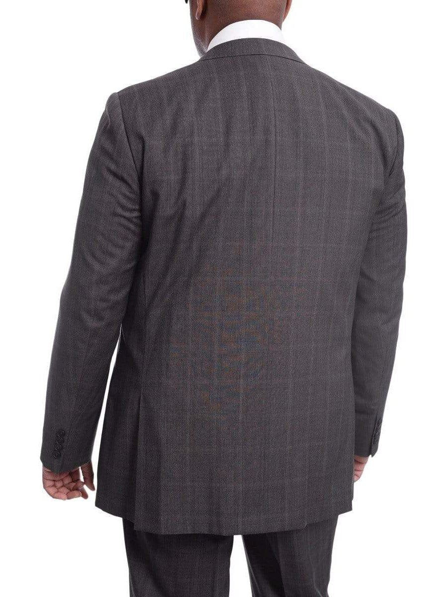 Napoli Classic Fit Gray Plaid Two Button Half Canvassed Wool Suit