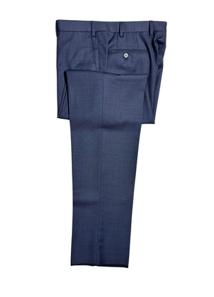 Isaia Mens Blue Windowpane Fully-Canvassed Notch Lapel Slim Fit 2-Button Wool Suit - 44L