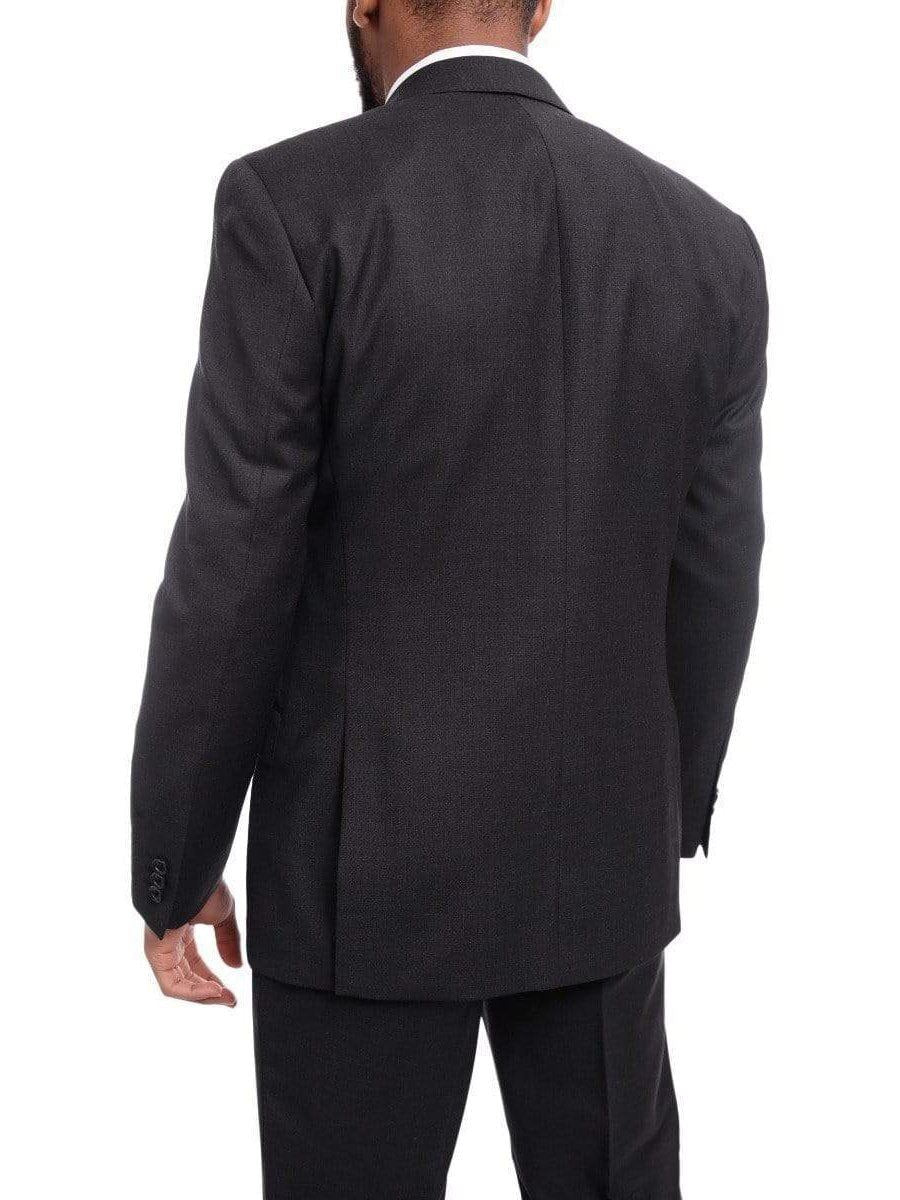 Mens Slim Fit Charcoal Dark Gray Two Button 100% Wool Suit