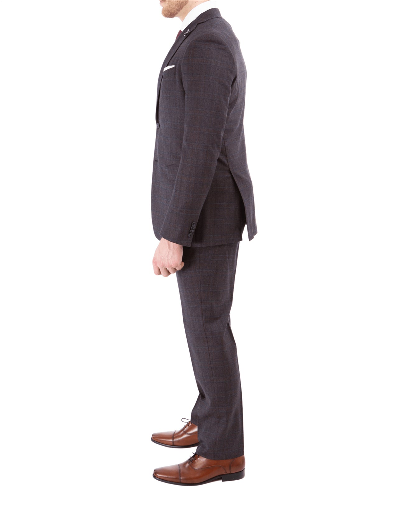 John Varvatos Half-Canvassed Burgundy Two Button Wool Blend Suit