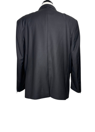 Format Solid Black Notch Lapel Classic Fit 2-Button Wool Blend Suit - 48R