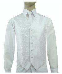 Thumbnail for Brand Q White Paisley Vest Set VEST-20-A