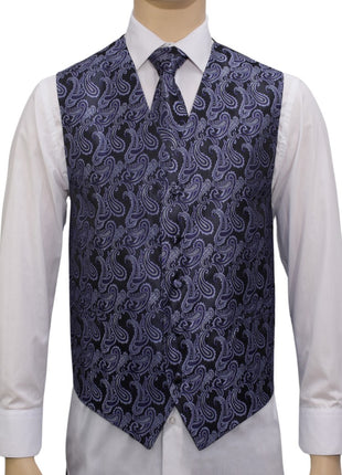 BQ Men's Dark Purple Microfiber Paisley Vest-20P