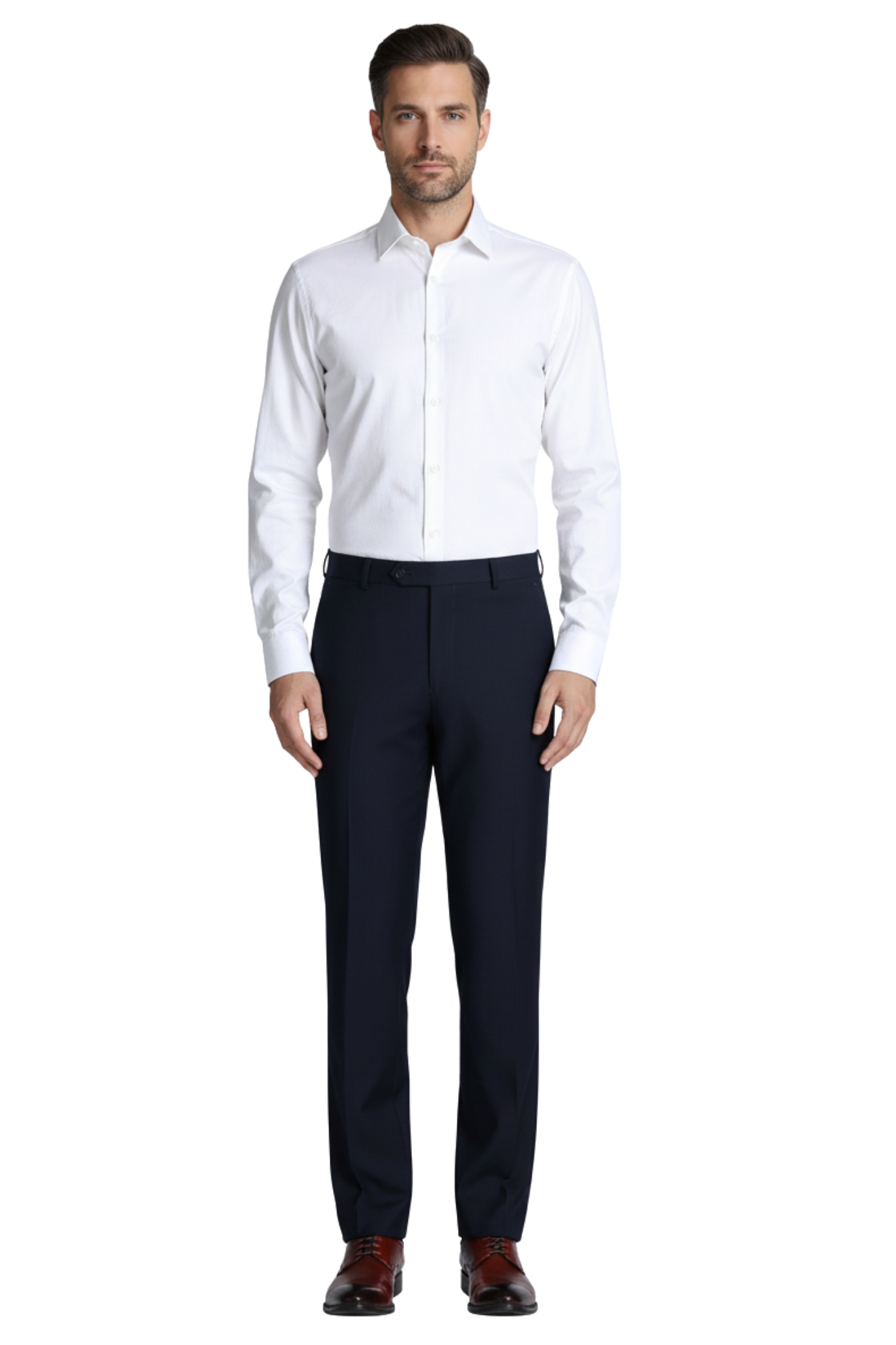 Raphael Men's Washable Flat Front Slim Fit Navy Blue Dress Pants, 32 Raphael Men's Washable Flat Front Slim Fit Navy Blue Dress Pants, 32