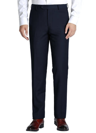 Raphael Men's Washable Flat Front Slim Fit Navy Blue Dress Pants - The Suit Depot