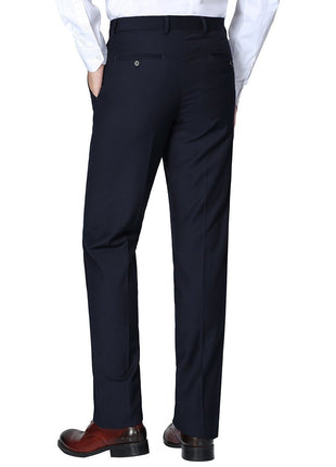 Raphael Men's Washable Flat Front Classic Fit Navy Blue Dress Pants - The Suit Depot