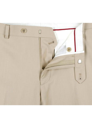 Raphael Mens Classic Fit Solid Tan Flat Front Dress Pants - The Suit Depot