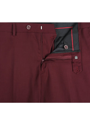 Raphael Mens Solid Burgundy Slim Fit Flat Front Dress Pants - The Suit Depot