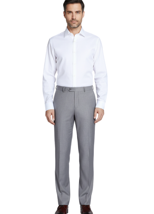 Raphael Men's Washable Flat Front Slim Fit Light Gray Dress Pants - The Suit Depot