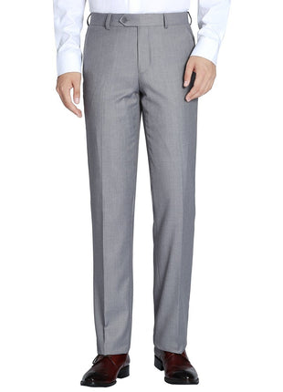 Raphael Men's Washable Flat Front Slim Fit Light Gray Dress Pants - The Suit Depot