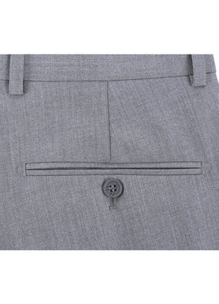 Raphael Men's Washable Flat Front Slim Fit Light Gray Dress Pants - The Suit Depot