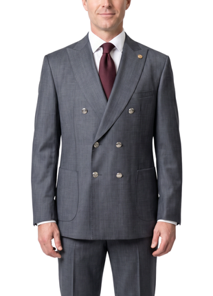 Romaster Charcoal Gray Wool Blend Slim Fit Double Breasted  2-Piece Suit - The Suit Depot