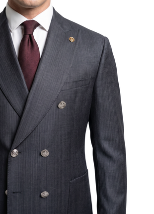 Romaster Charcoal Gray Wool Blend Slim Fit Double Breasted  2-Piece Suit - The Suit Depot