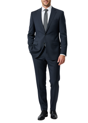 Hugo Boss Black Pinstriped Slim Fit Notch Lapel 2-Button Suit 40L - The Suit Depot