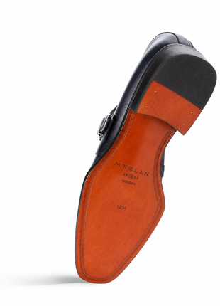 Mezlan Grey & Black Two-Tone Leather Monk Strap Dress Shoes