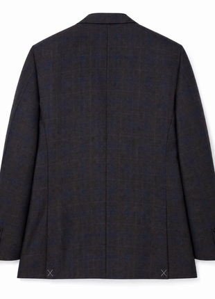 Emanuel Ungaro Espresso Brown with Teal Windowpane Classic Fit Wool 2-Button Sport Coat 42R
